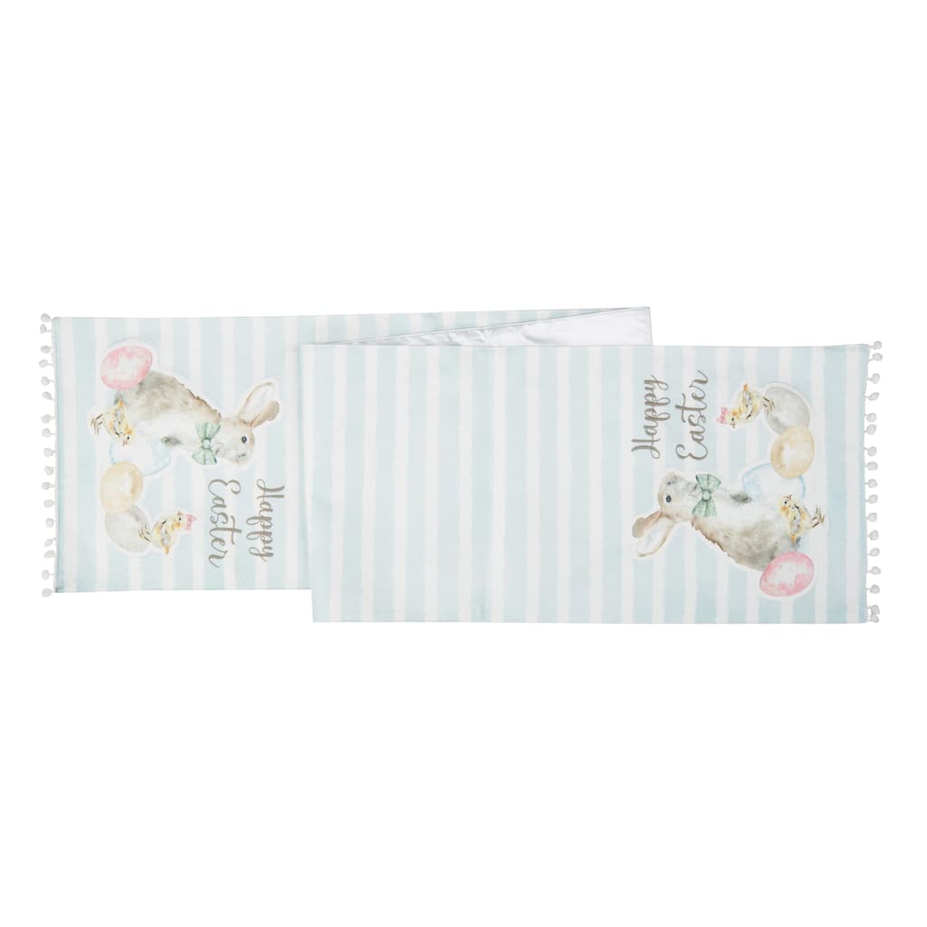 13" x 72" Spring "Happy Easter" Blue Stripe Table Runner