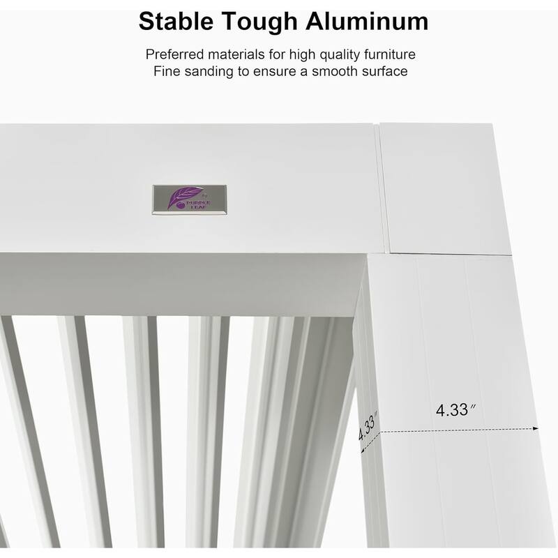 PURPLE LEAF Louvered Pergola Modern White Pergola with Adjustable Roof for Deck Backyard Garden