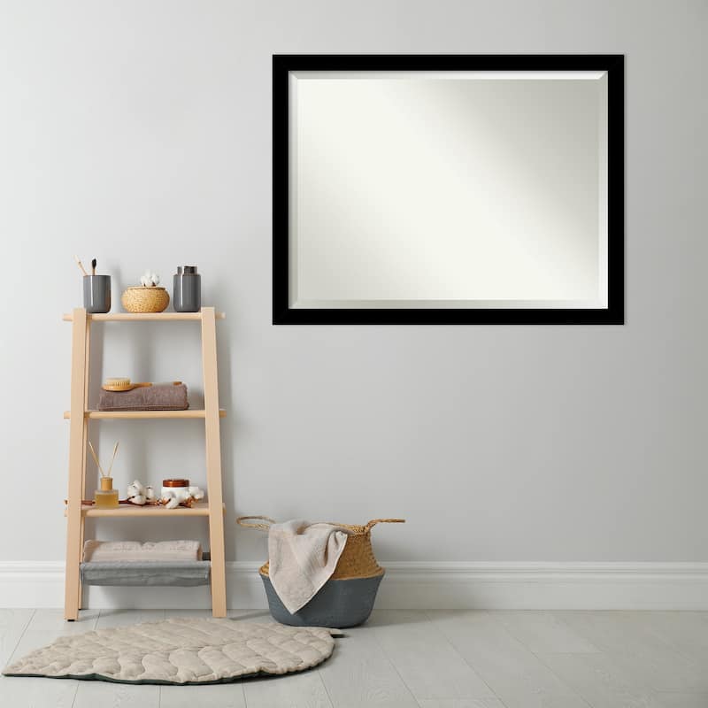Brushed Beveled Framed Bathroom Vanity Wall Mirror - Brushed Black