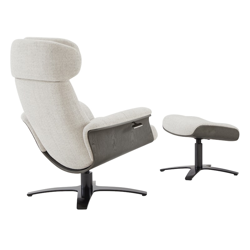 Spruce & Spring Leon Swivel Recliner Chair with Ottoman Set and Adjustable Headrest