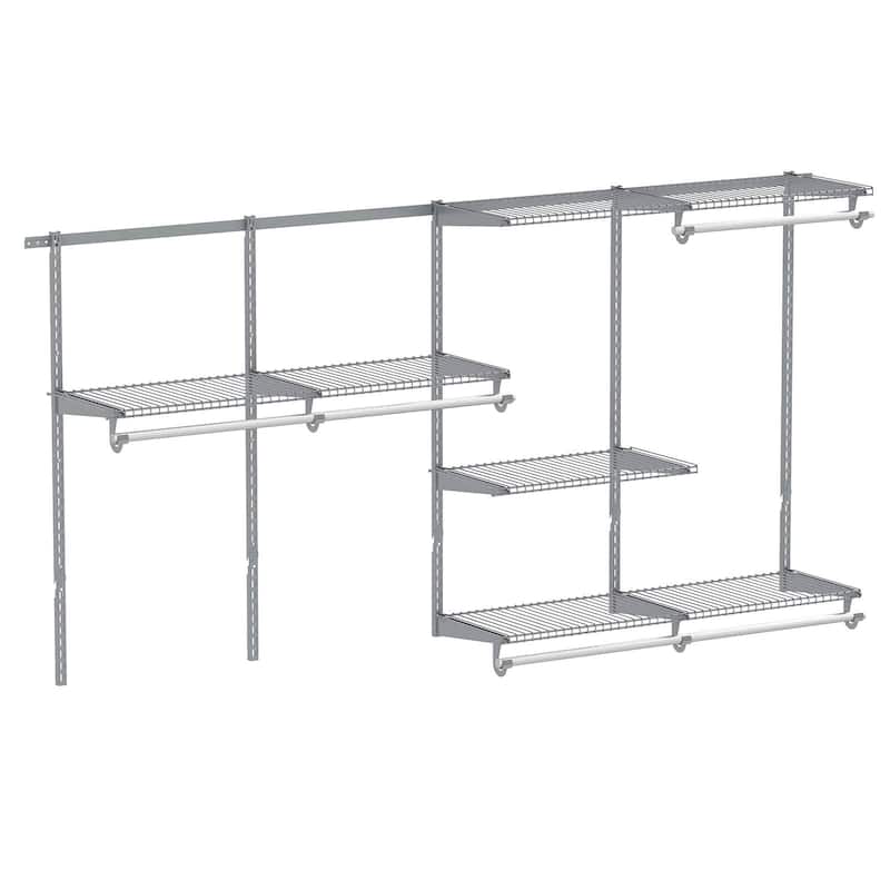 Costway 4-8 FT Wall-Mounted Closet Organizers and Storage System with - See Details - Grey
