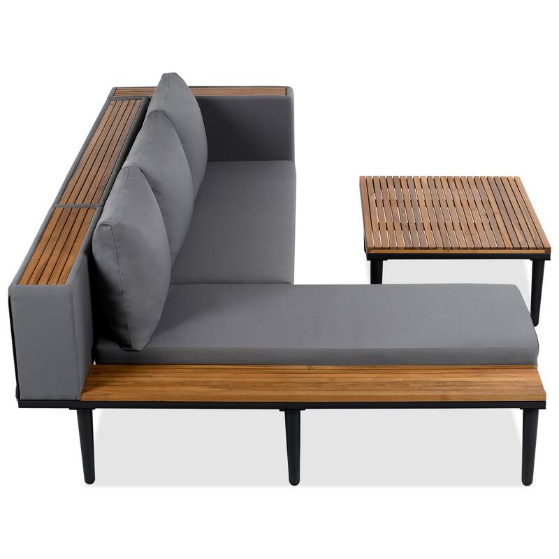89.4'' Patio Furniture Set with Removable Cushions and Coffee Table,Outdoor Conversation Sectional Sofa for Backyard, Porch