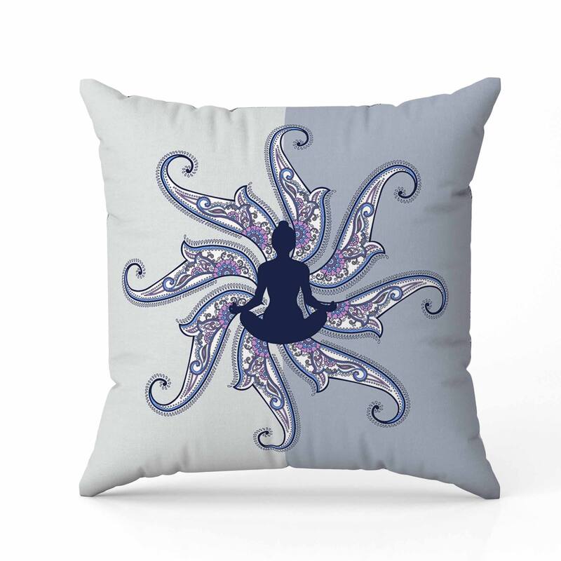 Mystic Silence Indoor/Outdoor Reversible Throw Pillow Blue and Platinum