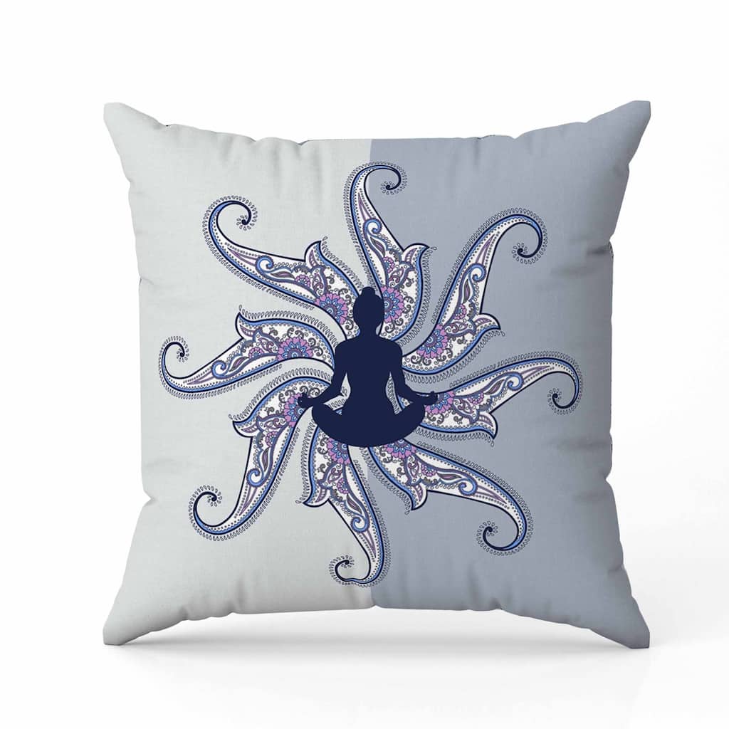 Mystic Silence Indoor/Outdoor Reversible Throw Pillow Blue and Platinum