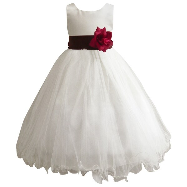 ivory and wine flower girl dress