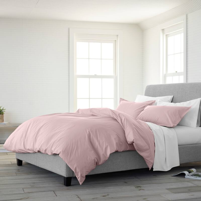 Clean Design Home x Martex T300 Percale Duvet Set - Pink - Queen