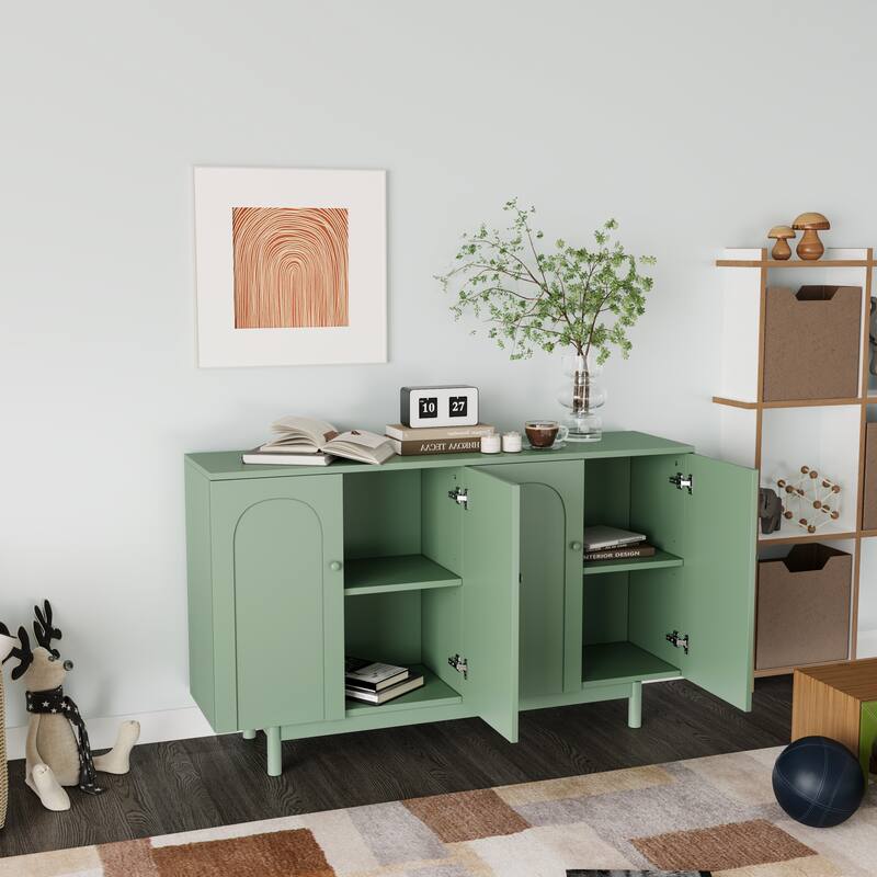 Modern Stylish Sideboard Buffets 4-Door Intaglio Storage Cabinet