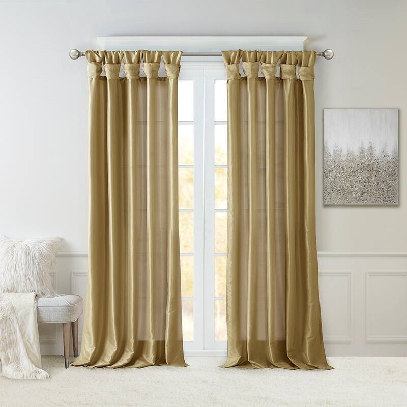 Twist Tab Lined Window Curtain Panel 50x108"