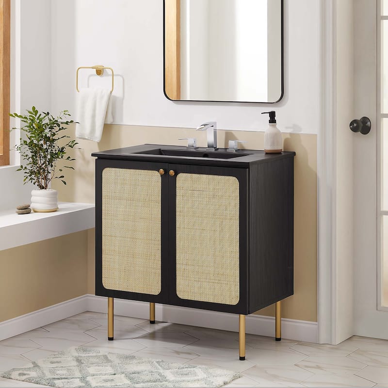 Chaucer Bathroom Vanity with Black Basin Included - Black Black - 30"