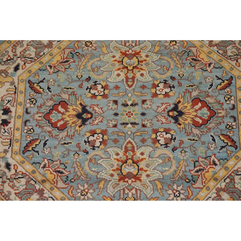Heriz Serapi Indian Octagon Rug Hand-Knotted Wool Carpet - 6'1"x 5'11"