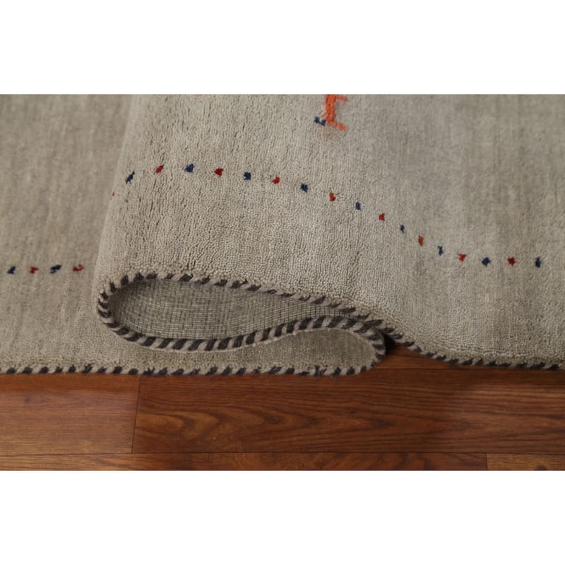 Animals Tribal Gabbeh Oriental Accent Rug Handmade Wool Carpet - 3'11"x 5'10"