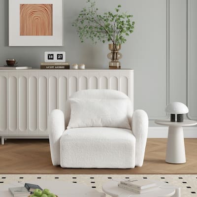 Elegant Lazy Sofa Chair in Plush Teddy Fabric