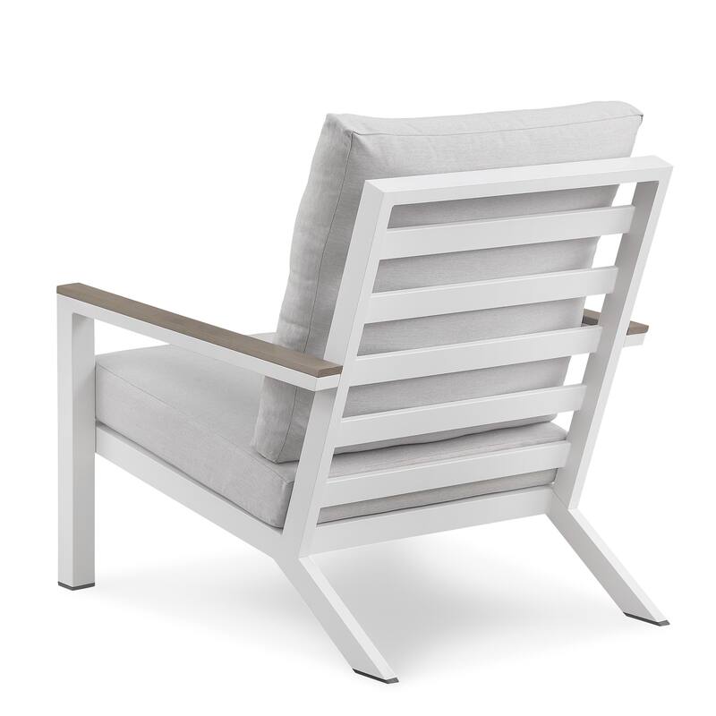 Vermont 4-Piece Aluminum Conversation Set with Slatted Faux Wood Top