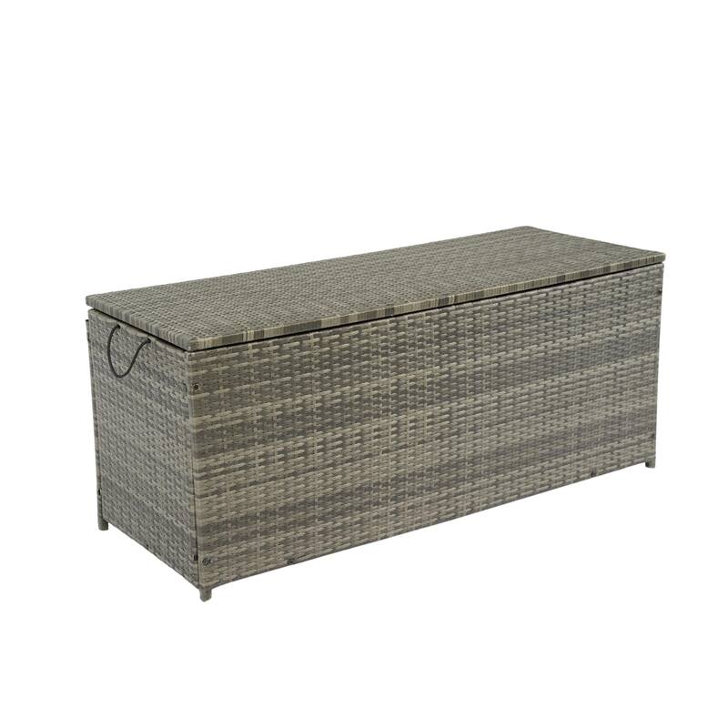 Outdoor Storage Box, 113 Gallon Wicker Patio Deck Boxes with Lid, Outdoor Cushion Storage for Kids Toys, Pillows