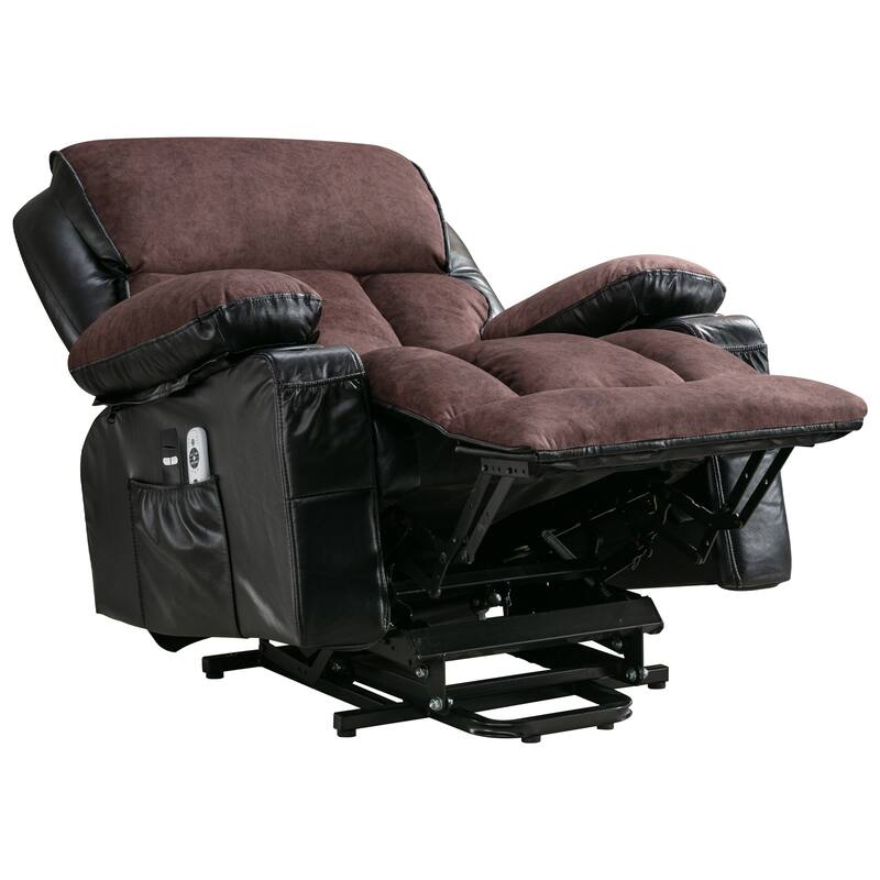 Power Lift Fleece Leather Recliner Chair for Elderly with Vibration Massage and Heat and USB & Cup Holders, for Living Room