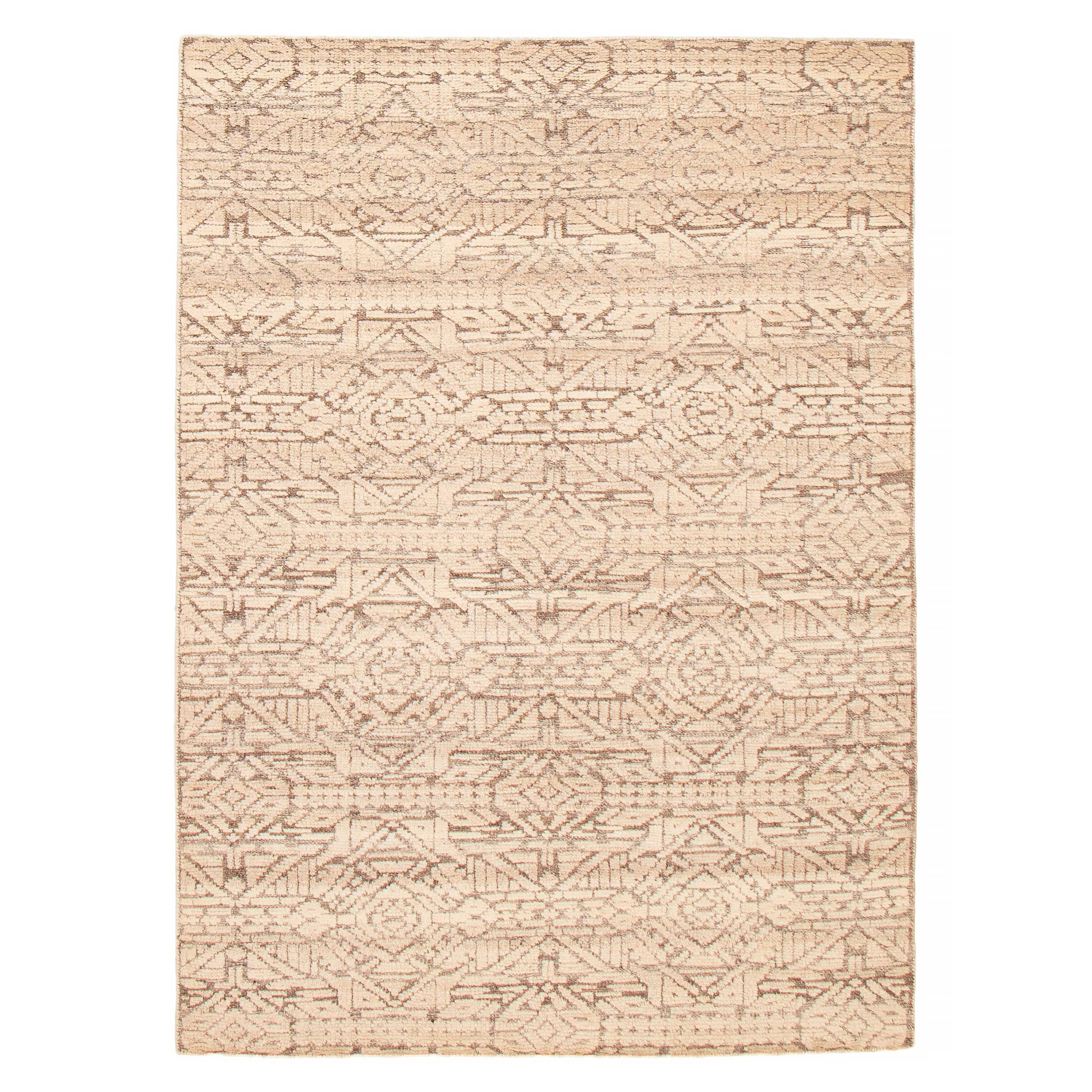ECARPETGALLERY Hand-knotted Tangier Beige Wool Rug - 5'3 x 7'10