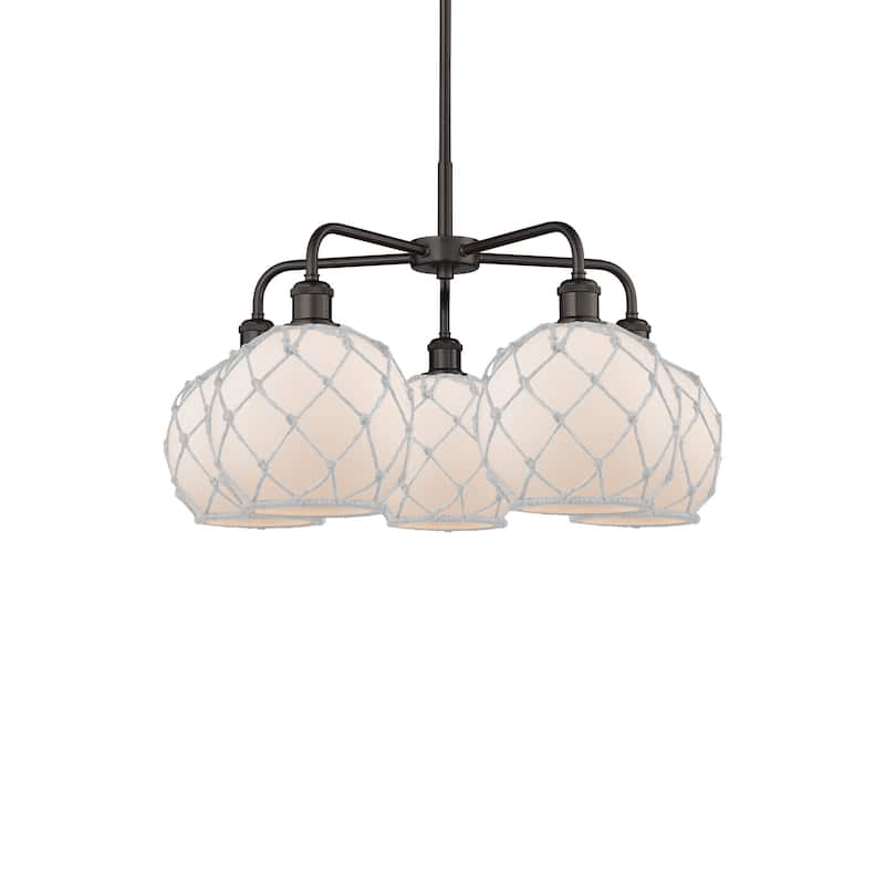 Innovations Lighting 516-5CR-16-27 Farmhouse Rope Chandelier Farmhouse - Oil Rubbed Bronze / White Glass with White Rope