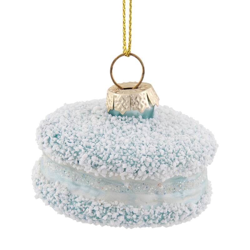 Macaroon with Sugar Glass Christmas Ornament - 2" - Blue