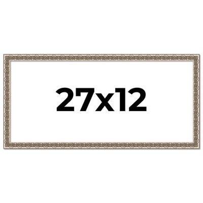 27x12 Frame Silver Versailles Ornate Solid Wood Picture Frame | 1 Inch