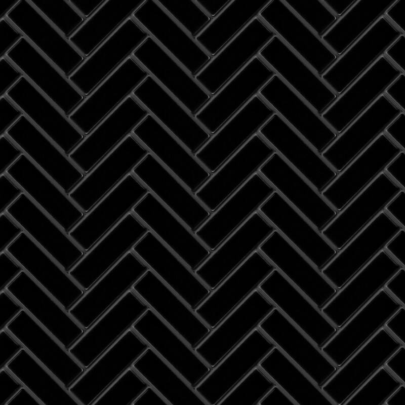 Merola Tile Metro Brick Herringbone Matte Black 10-5/8" x 12-1/2" Porcelain Mosaic Floor and Wall Tile