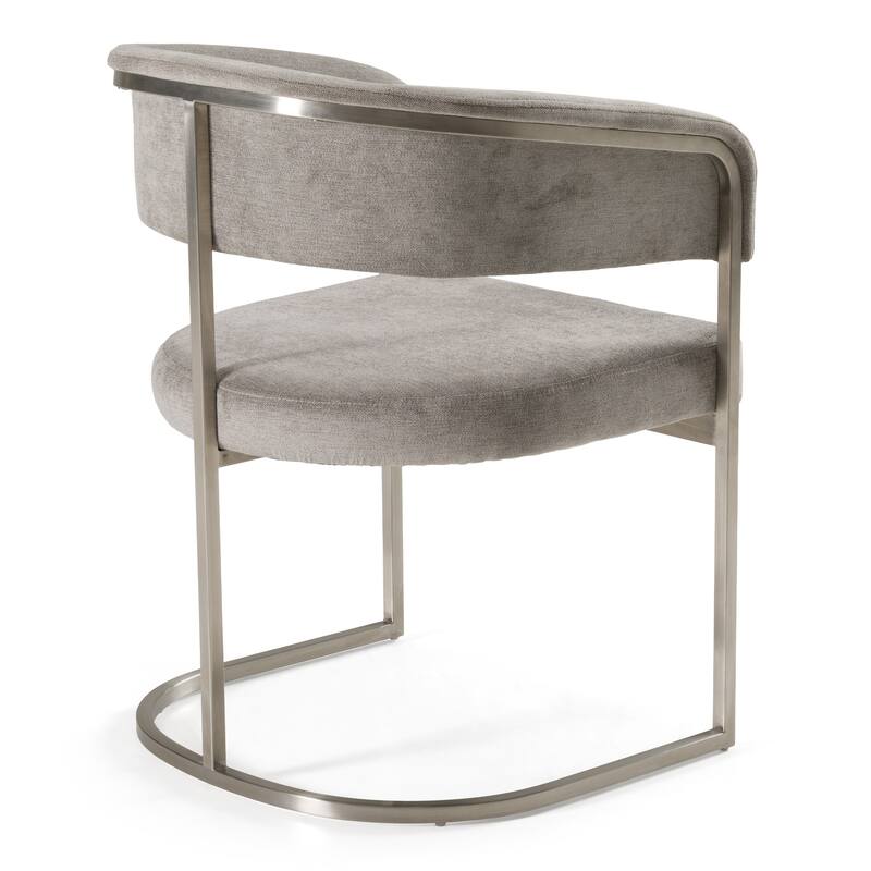 Modrest Sebastian Modern Grey Fabric & Stainless Steel Dining Chair