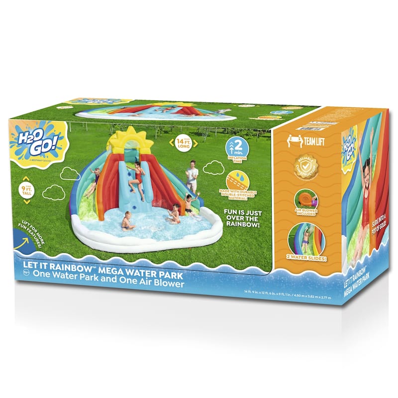 H20GO Let It Rain Inflatable Mega Water Park W/ Extra Large Splash Pool