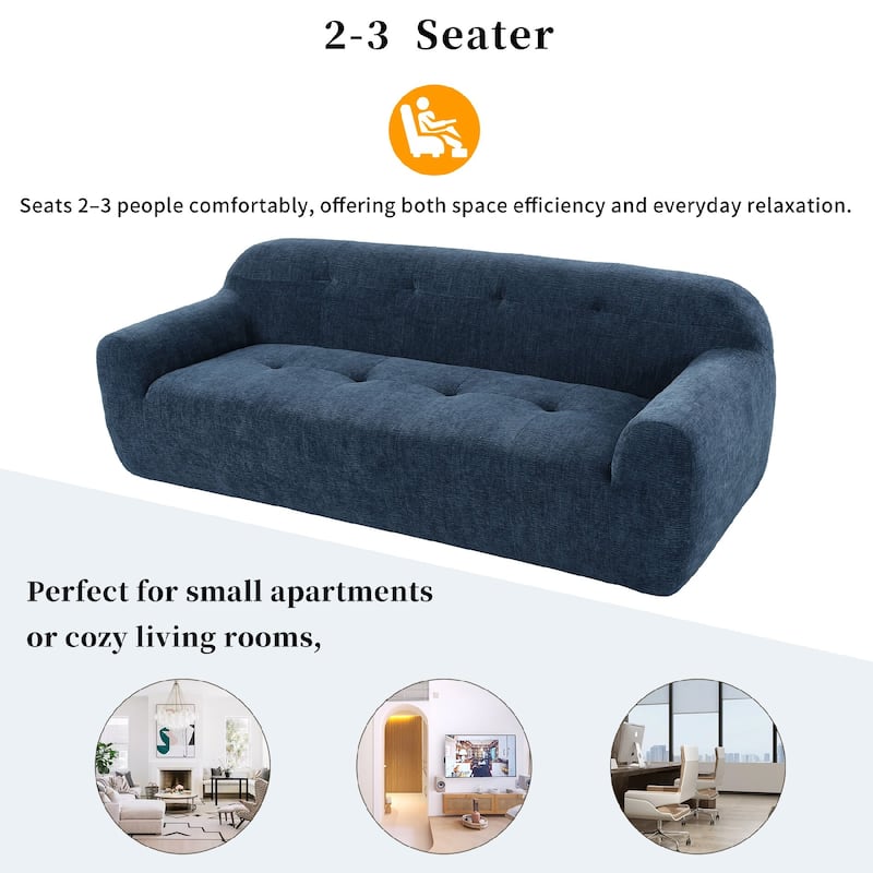 Chenille Fabric 3-Seater Sofa with Tufted Style and Full Sponge Compression Design