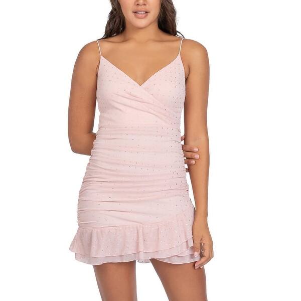 B Darlin Junior's Sparkle Dot Ruched Dress Pink Size 12 - Bed Bath & Beyond  - 40629176