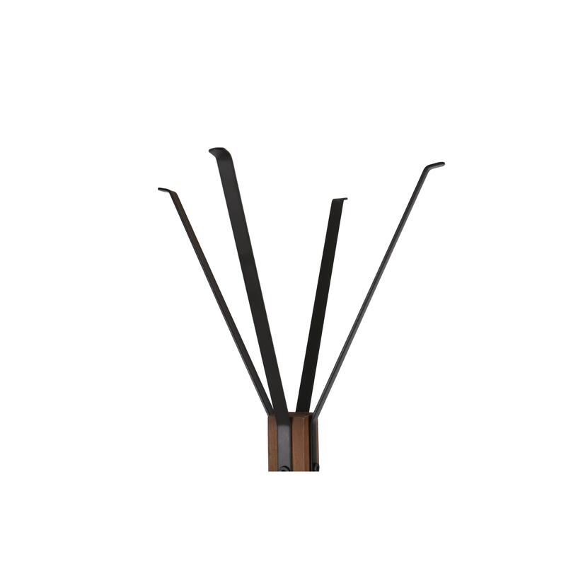 Reclaimed Wood Coat Rack Freestanding Coat Rack with 8 Hooks and Cross Wood Base, for Bedroom, Living Room