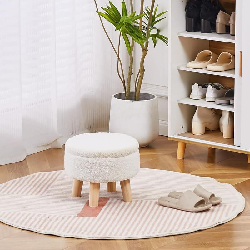 Storage Ottoman Modern Round Footrest