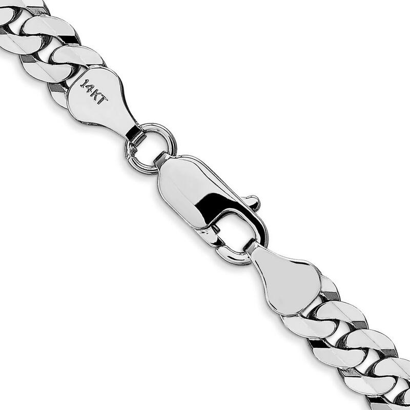Curata 14k White Gold 6.1mm Flat Curb Chain Bracelet Lobster Claw