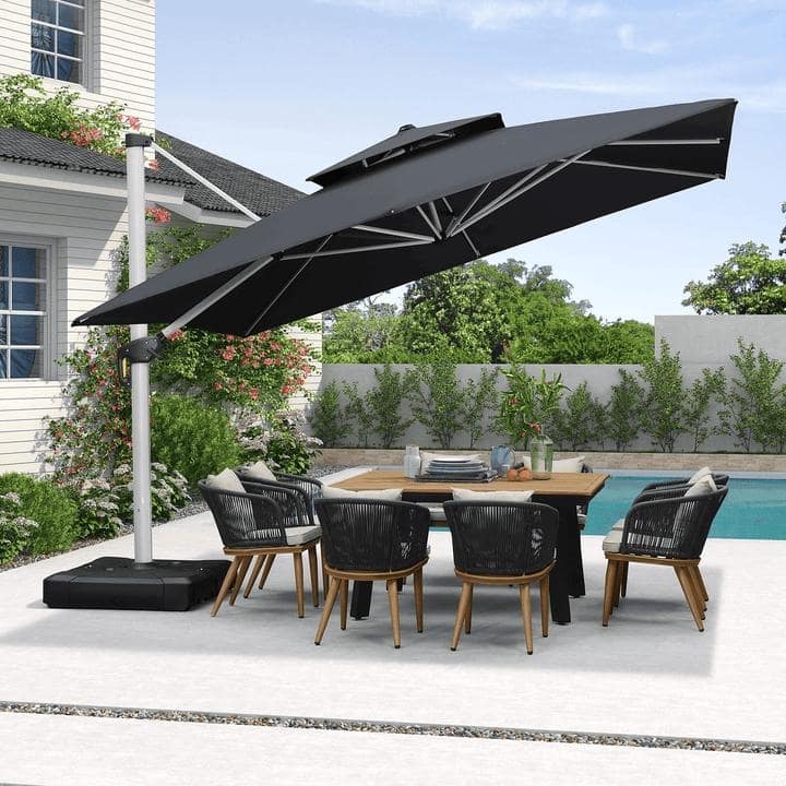 PURPLE LEAF 12 ft Double Top Deluxe Square Patio Cantilever Umbrella
