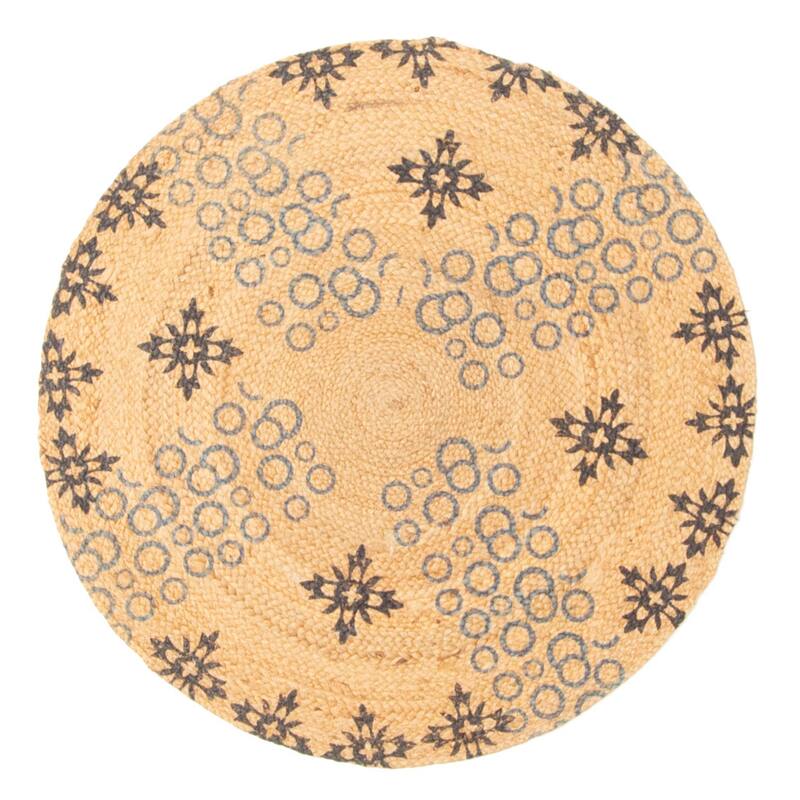 ECARPETGALLERY Braided Weave Palas Denizli Tan Jute Rug - 3'0 x 3'0