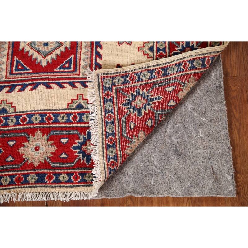 Ivory Kazak Oriental Accent Rug Hand-Knotted Wool Carpet - 3'5"x 4'10"