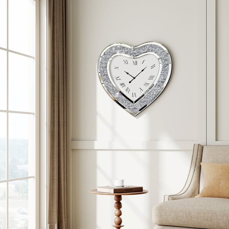 Mirrored Silver Wall Clock - Silver