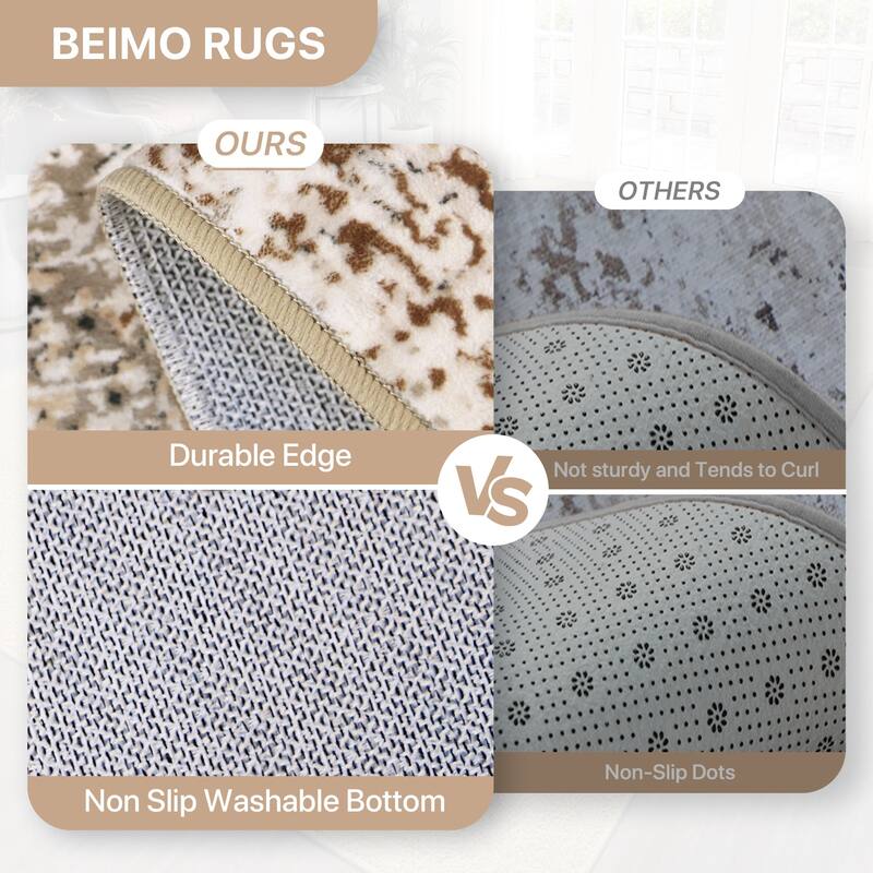 Mcow Abstract Taupe Collection Machine-Washable Non-Slip Area Rug - 8' x 10'