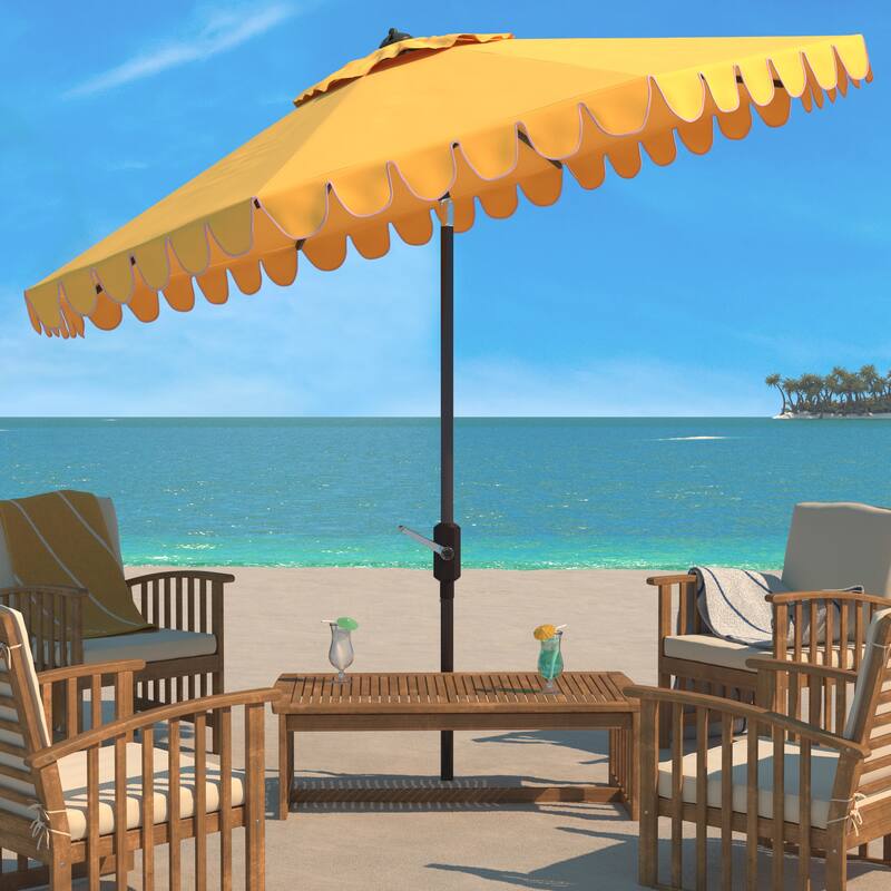 SAFAVIEH Outdoor Gracelyn 11Ft Round Crank Umbrella