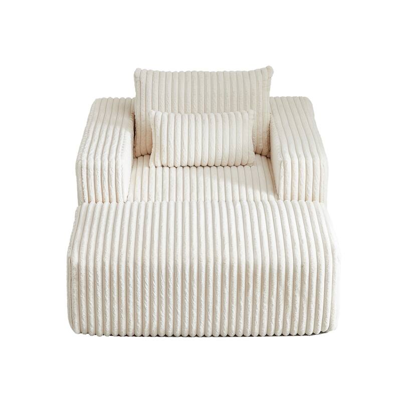 GDFStudio - Amelia Plush Corduroy Recliner Sofa with Removable Footrest for Relaxed Living Room Comfort