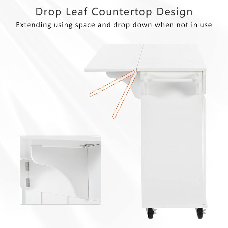 Kitchen Island with Drop Leaf,Kitchen Storage Cart with Spice Rack,Towel Rack and 2 Drawers - N/A