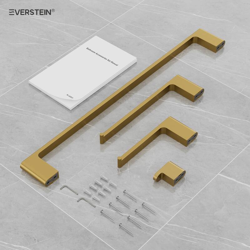 4-Piece Bathroom Hardware Accessories Set, Wall Mount Towel Bar, Toilet Paper Holder, Hand Towel Rack 1 Towel Hooks