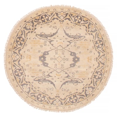 ECARPETGALLERY Hand-knotted Royal Oushak Light Khaki Wool Rug - 5'10 x 5'10