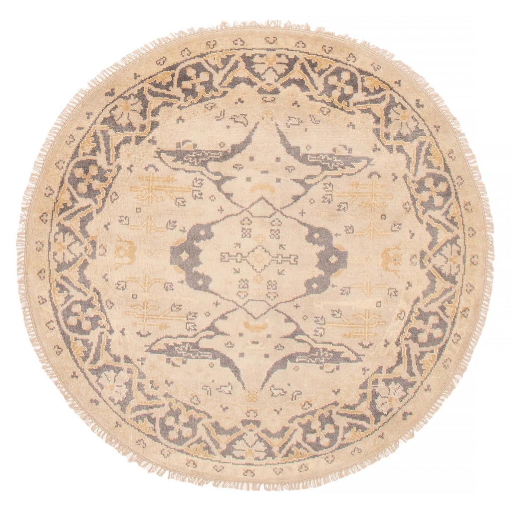 ECARPETGALLERY Hand-knotted Royal Oushak Light Khaki Wool Rug - 5'10 x 5'10