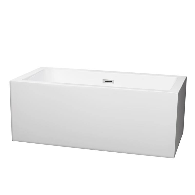 Wyndham Collection Melody 60" Free Standing Acrylic Soaking Tub with - White / Polished Chrome Trim