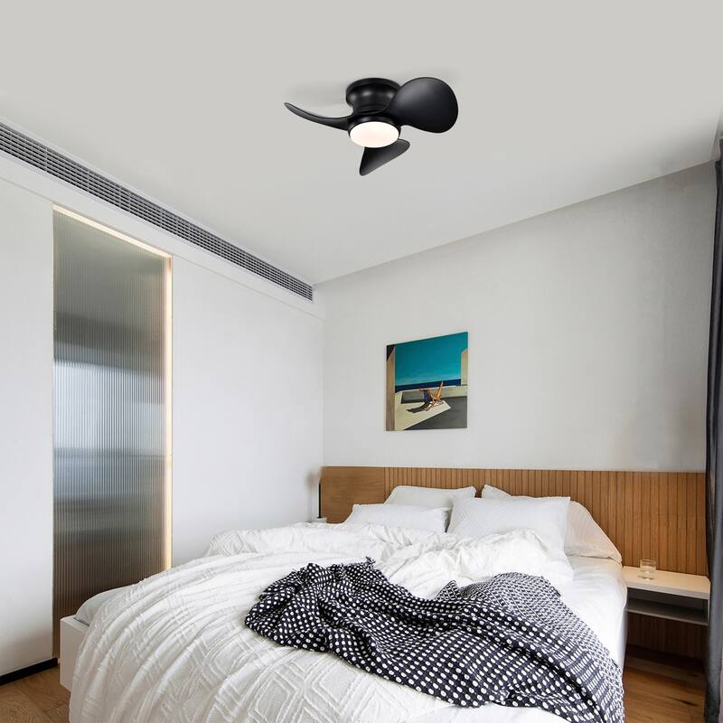 Modern Lighted Ceiling Fan Flushmounted 3-Blade LED Remote Control
