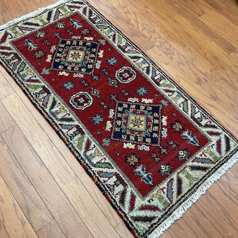 HERAT ORIENTAL Handmade Kazak Wool Rug - 2'2" x 4'2"