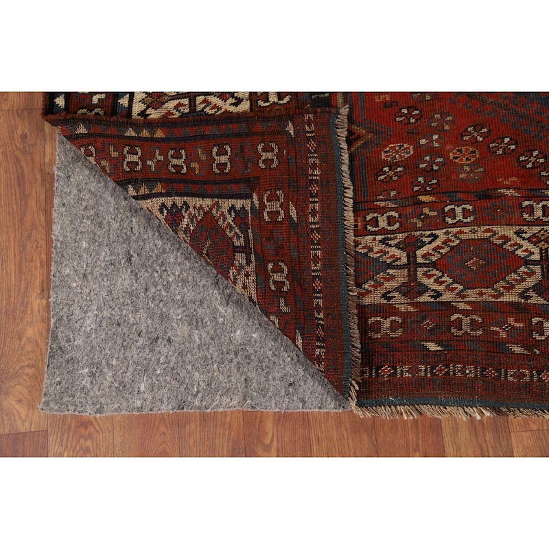 Pre-1900 Antique Vegetable Dye Qashqai Persian Orange Wool Carpet - 4'7" x 8'7"