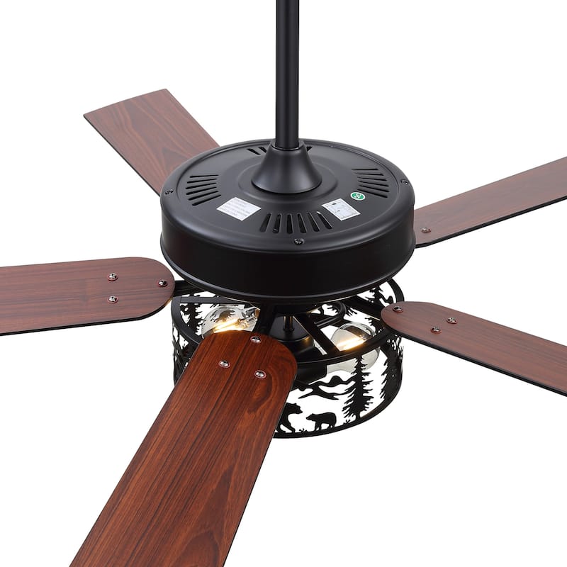 52-inch Reversible 5-Blade Caged Ceiling Fan with Light and Remote