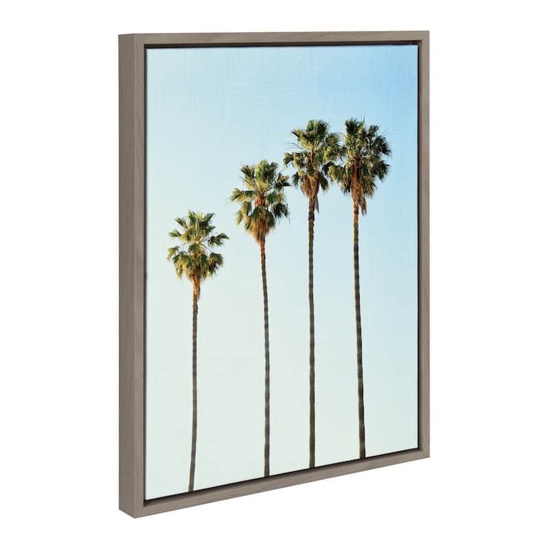 Kate and Laurel Sylvie Palm Trees Framed Canvas by Simon Te Tai - 18x24 - Plastic - Grey