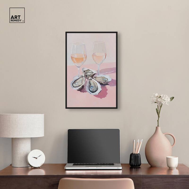 Oysters and Rose Wine Canvas by Art Remedy