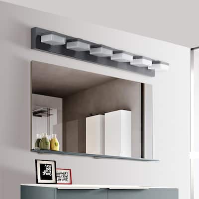 Modern 6-Light Black LED Vanity Mirror Light Fixture For Bathrooms And Makeup Tables
